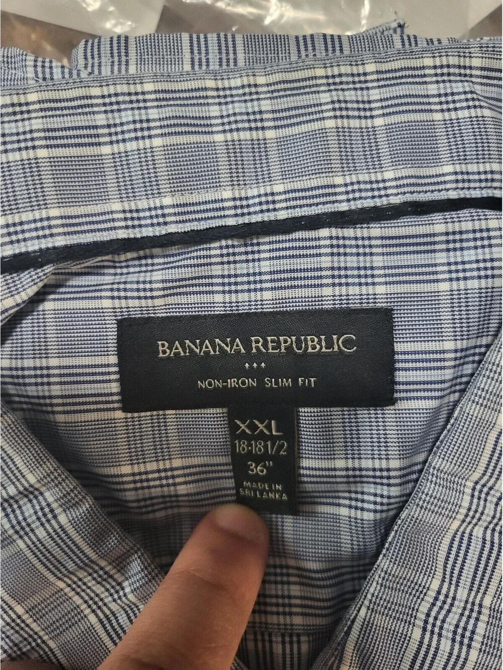 Banana Republic Non-Iron Slim Fit XXL Blue Plaid Button-Up Shirt